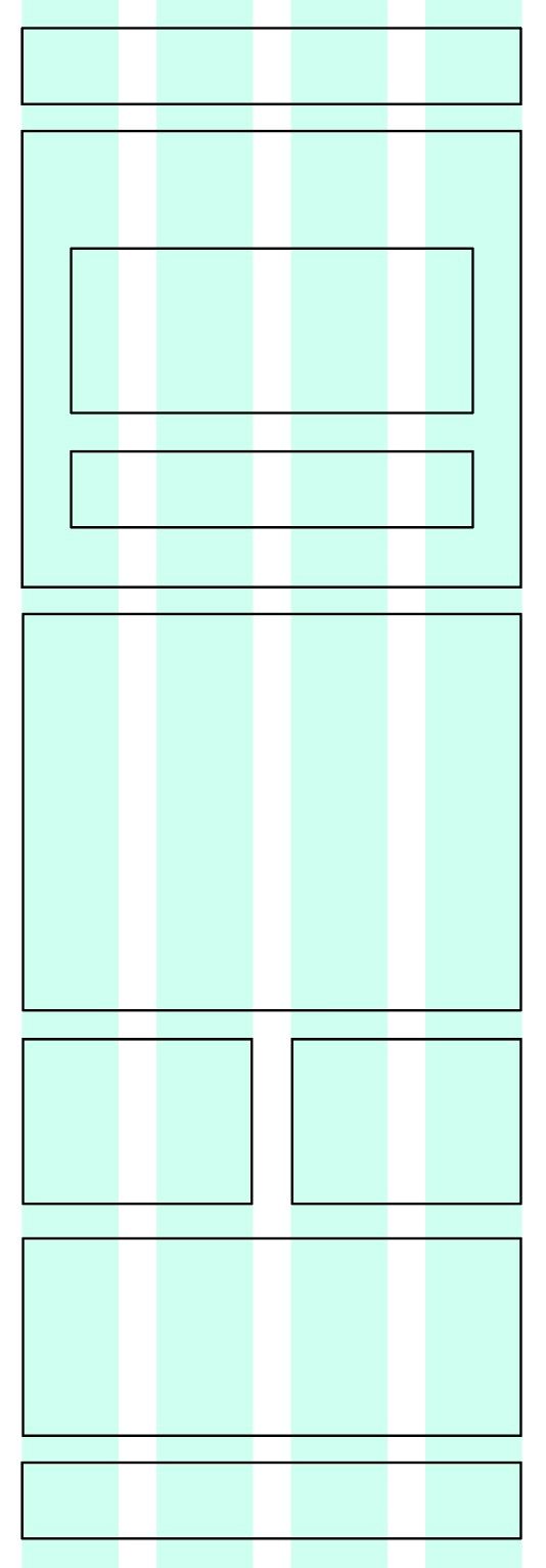 Site wireframe drawn over a
narrow 4-column 'grid'